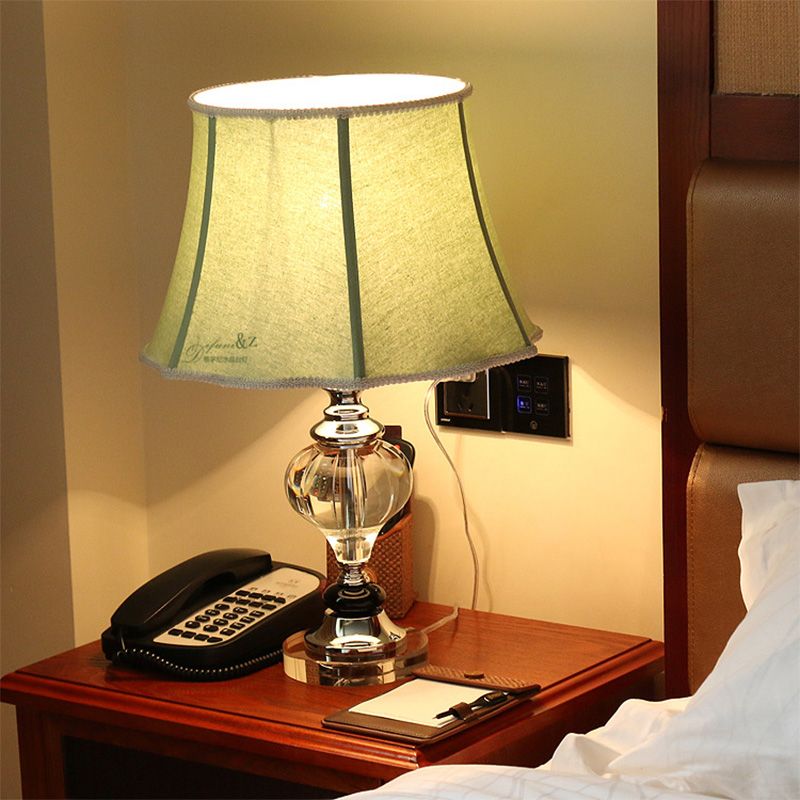 Fabric Wide Flare Table Light Modern 1 Head Small Desk Lamp in Grey for Living Room