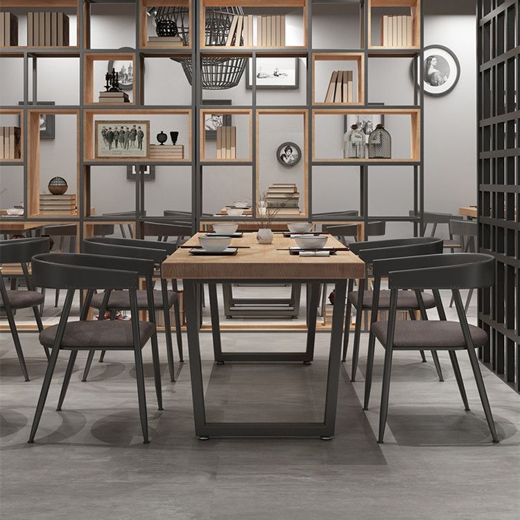Industrial Solid Wood Dining Table Set 1/2/5 Pieces Rectangle Dining Set