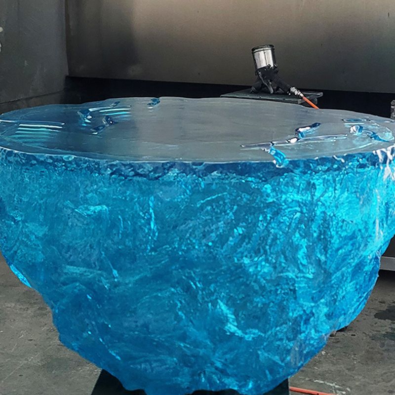 Resin Coffee or End Table Contemporary Round Top with Solid Base