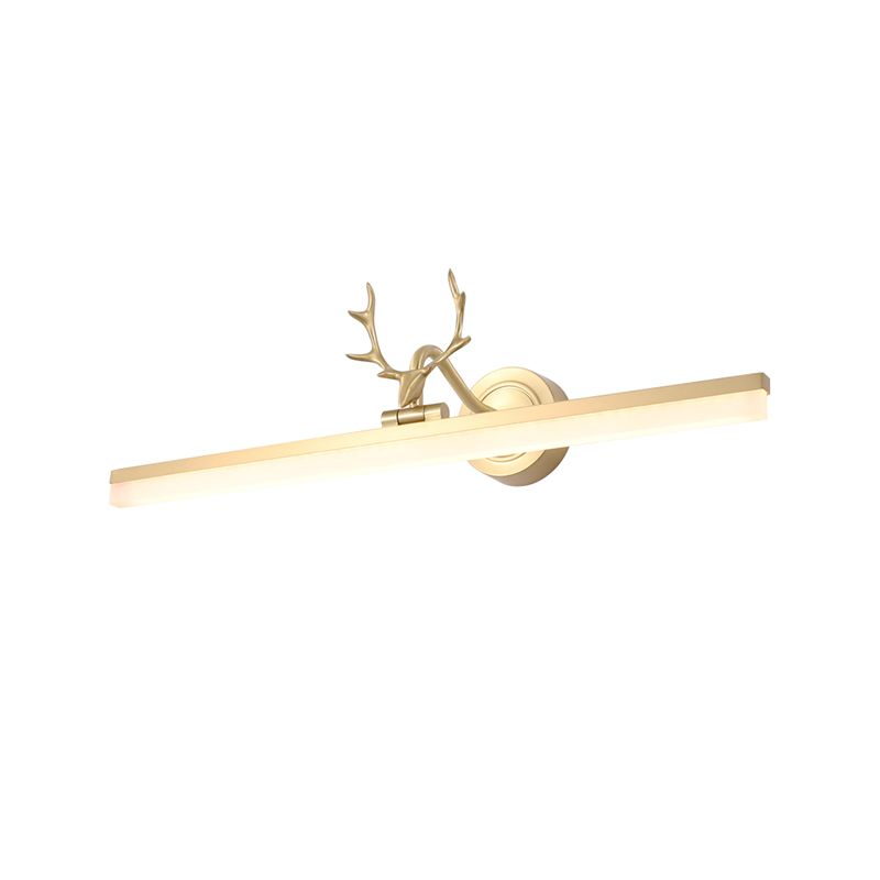 Linear Modern Style Vanity Light Metal 1 Light LED Mirror Light for Bathroom in Gold
