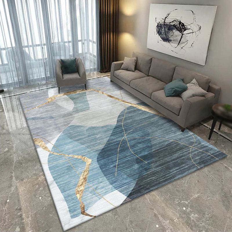 Nordic Area Carpet Contrast Panel Indoor Rug Polyester Living Room Carpet with Non-Slip Backing