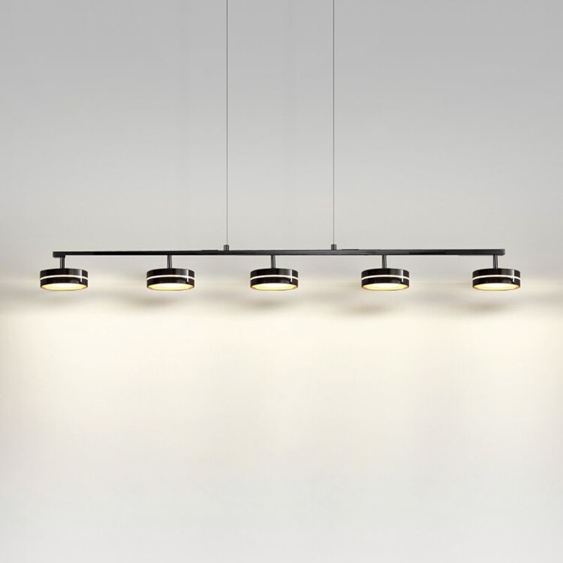 Metal and Acrylic Kitchen Island Fixture in Black LED Linear 5 / 6 - Head Pendant Ceiling