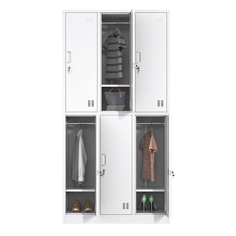 White Steel Cabinet with Hinged Doors Modern Storage Cabinet