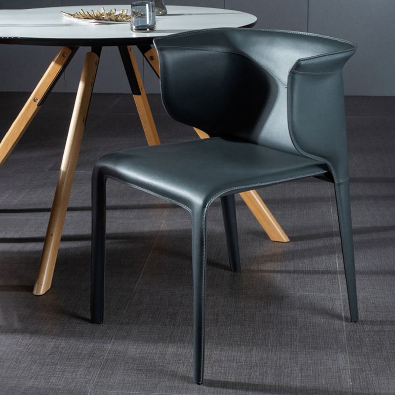 Faux Leather Dining Chair Modern Upholstered Chair with Metal Legs