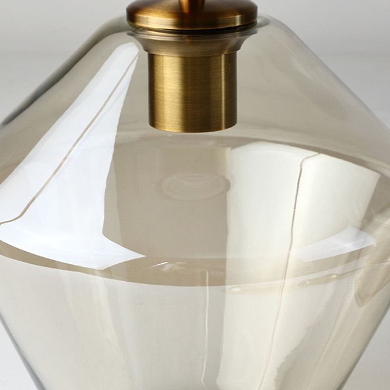 Glass Shade Hanging Pendant Nordic Brass Finish Drop Light for Dining Room