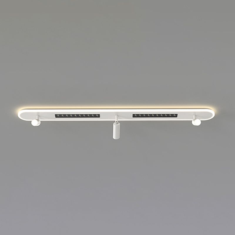 Linear Shape Flush Lights Modern Style Metal 4 Lights Flush Mount Fixture