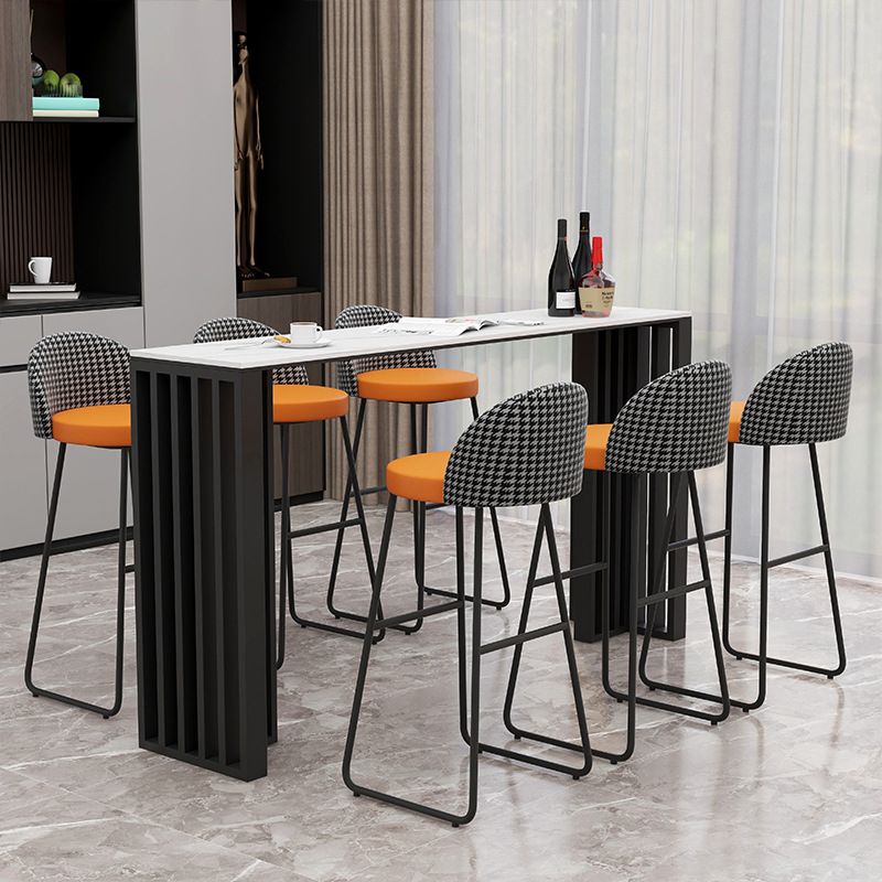 Contemporary Rectangular Bar Table Set 1/2/7 Pcs Leather Upholstered Counter Stool