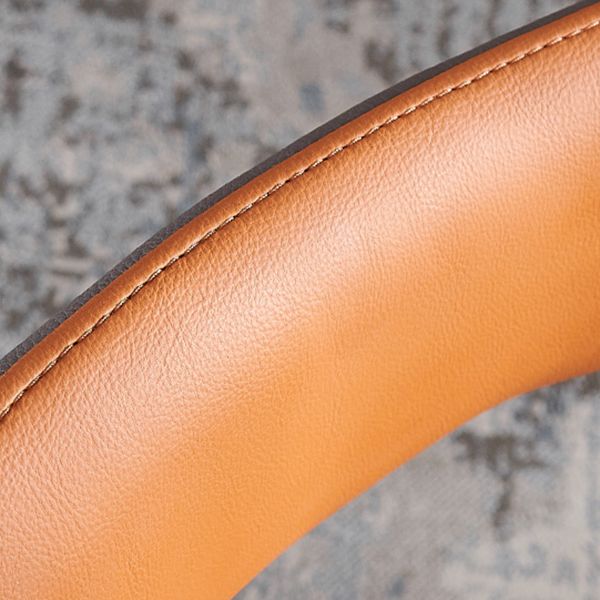 Faux Leather Dining Chairs Modern Style Open Back Arm Chair for Dining Room