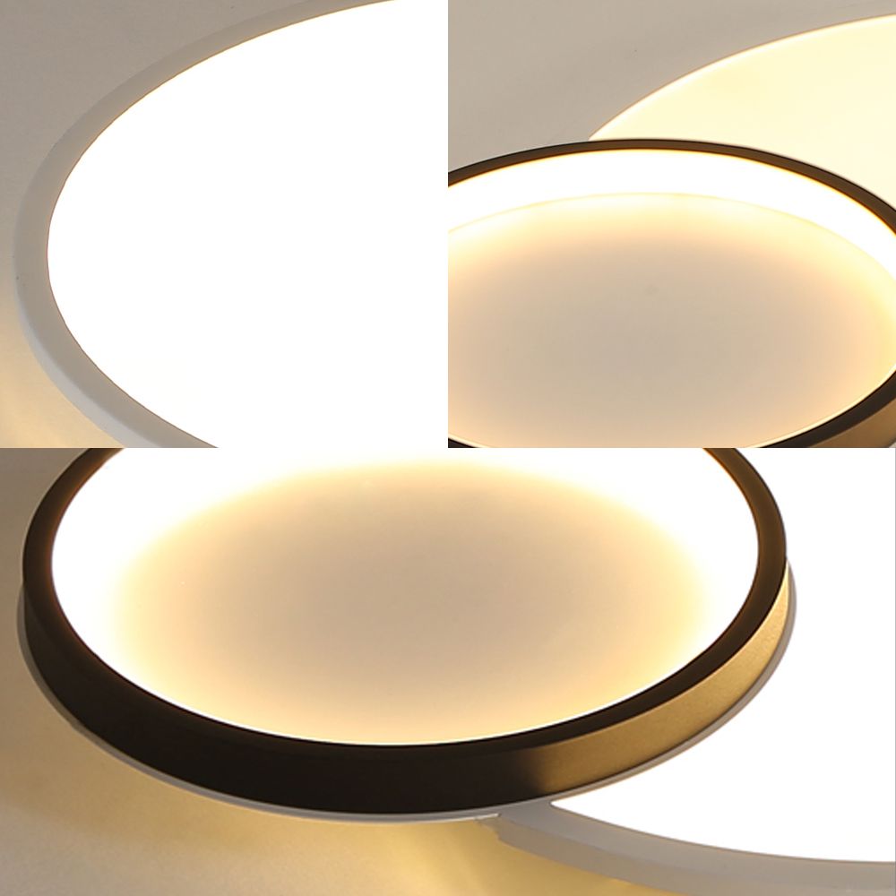 Round Flush Mount Modern Acryl Led Zwart en White Flush Light Fixture met verzonken Diffuser in Wit/Warm/Natural Light, 16 "/19.5" Wide