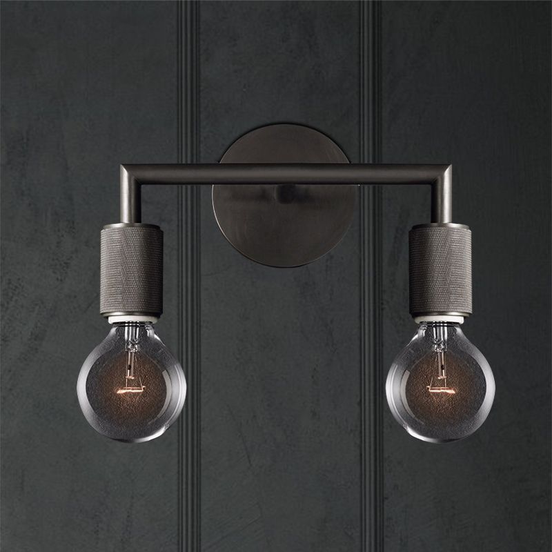 Lampada a parete in metallo a bulbo nudo, lampada da scarpa interno minimalista 1/2 luci in nero/ottone/cromo con braccio quadrato