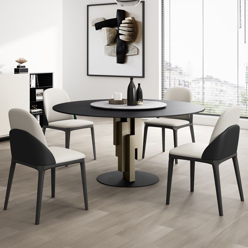 Contemporary Round Dining Table Sintered Stone Top Pedestal Table