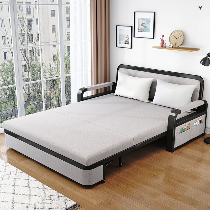 Contemporary Foldable Futon Sleeper Gray Futon and Mattress with Storage