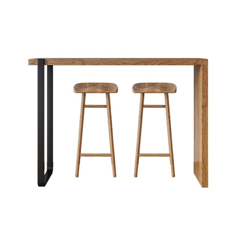 Indoor Rectangular Bar Table Set 1/3 Pcs Solid Wood Bar Table with Backless Bar Stool