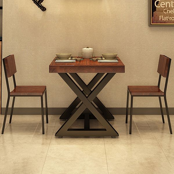 Tavolo da cucina in legno solido industriale tavolo da cavalletto quadrata marrone per sala da pranzo