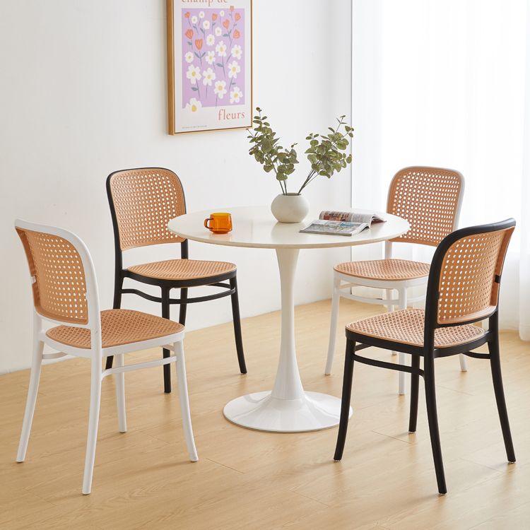 Silla lateral contemporánea interior Silla de comedor plástica con respaldo abierto