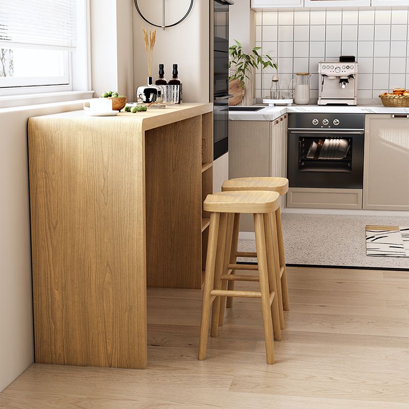 Modem Style Bar Table Rectangle Solid Wood Bar Dining Table with Double Pedestal Base