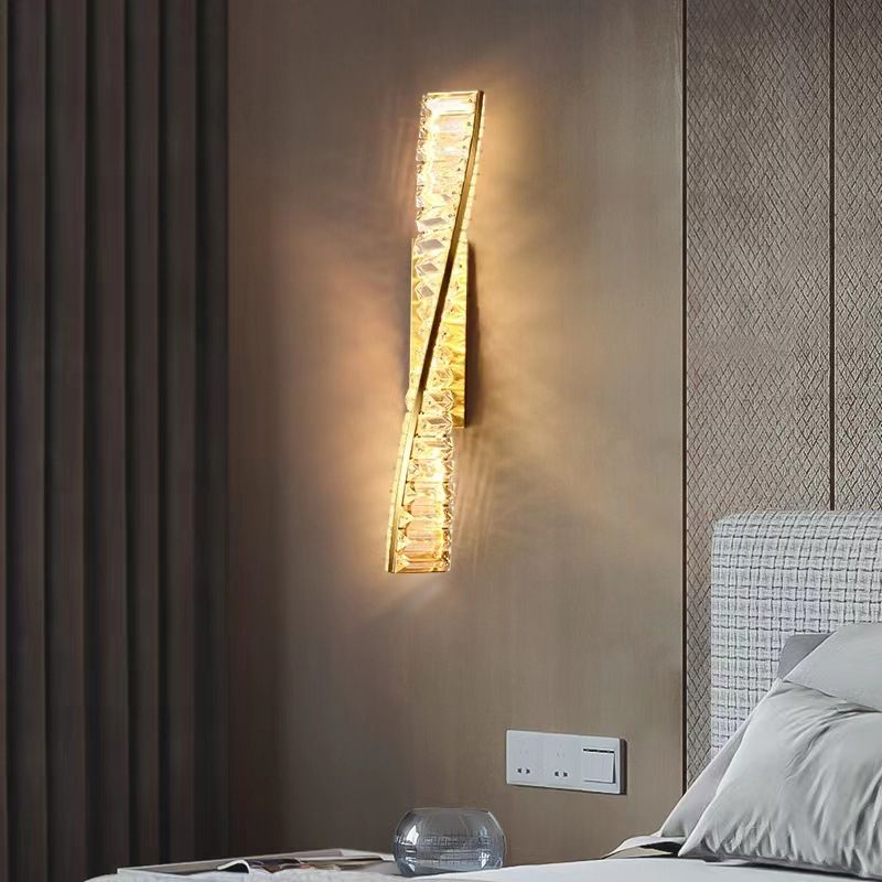 1 Light Geometric Wall Sconce Contemporary Crystal Wall Sconce