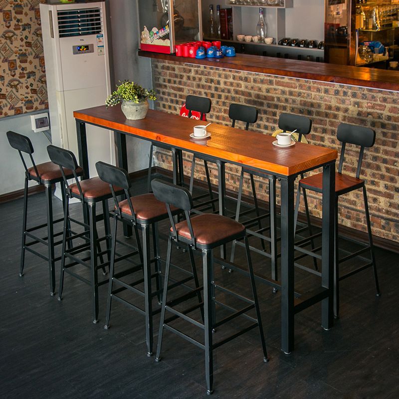 Industrial 1/9 Pieces Bar Table Set Rectangle Pine Wood Counter Table with Stools