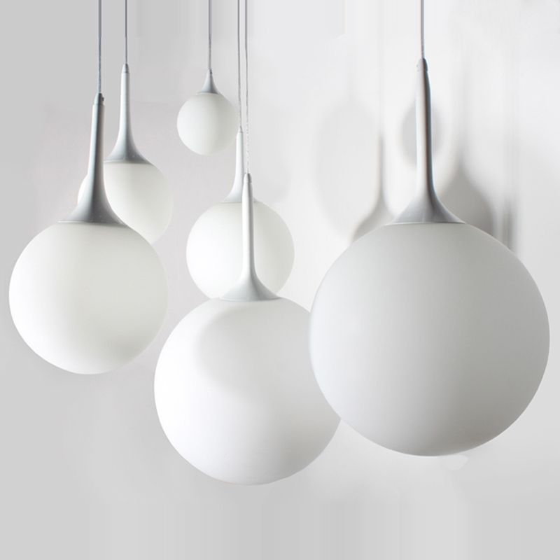 Pendre suspension en forme de larme blanche Simplicité 1 ampoule Verre d'opale Lumière suspendue
