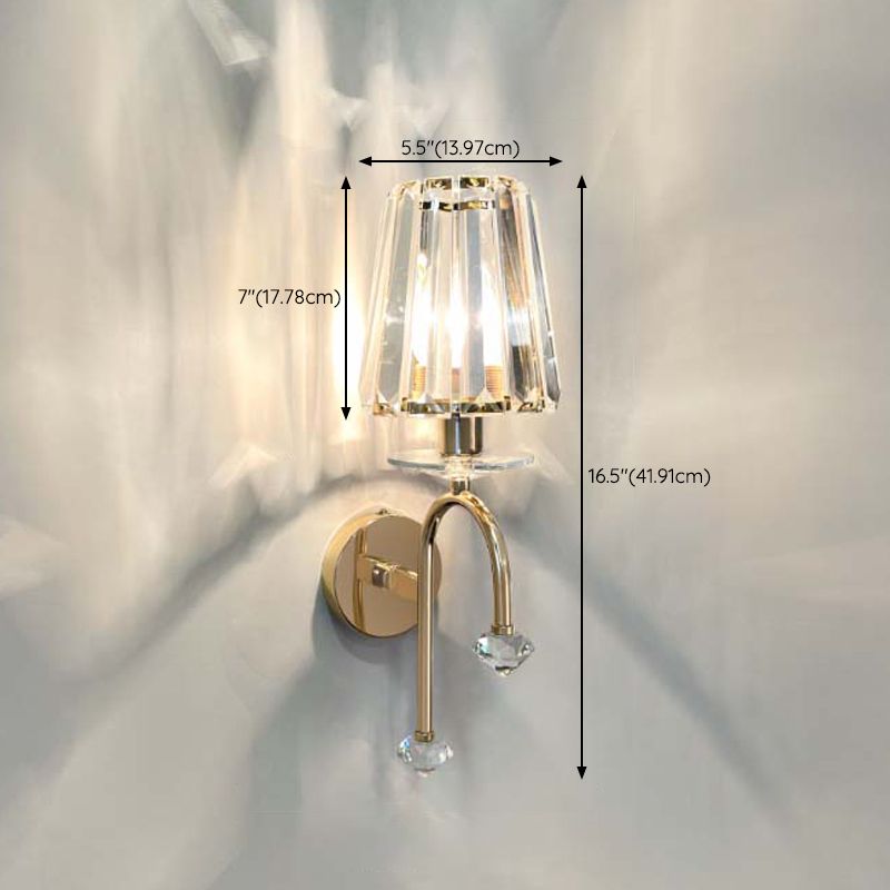 Geometric Shape Crystal Wall Sconces Modern 1 Light Wall Mount Light Fixture in Gold