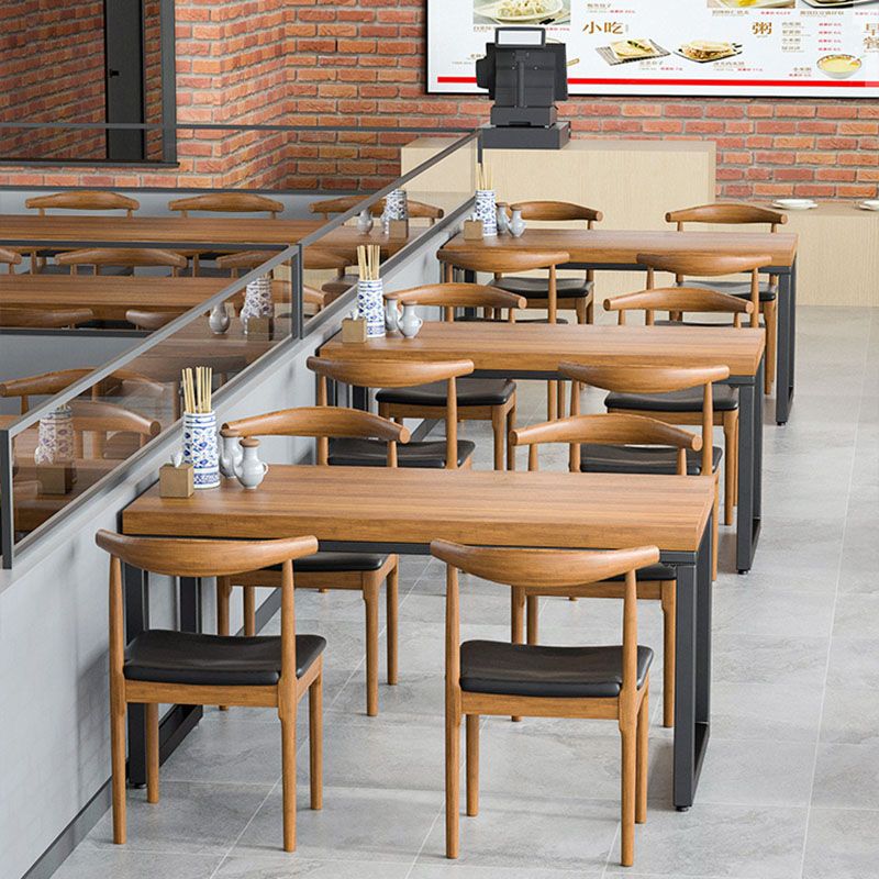 Natural Industrial 1/2/5/7 Pieces Dining Table Set Solid Wood Fixed Dining Table Furniture