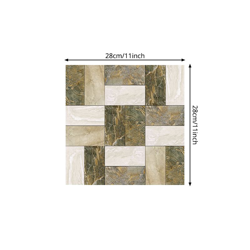 Marble Patchwork Wallpaper Panels Green-White Modern Wall Art for Living Room, Stick On