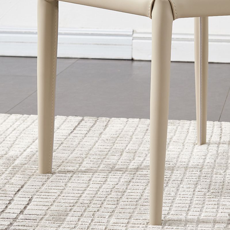 Contemporary Side Chair Faux Leather Solid Back Dining Room Chair for Indoor