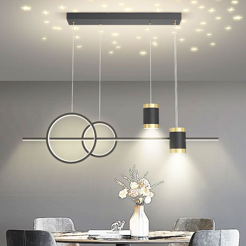 4-Lights Modern Island Pendants Metal Pendant Lights for Dining Room