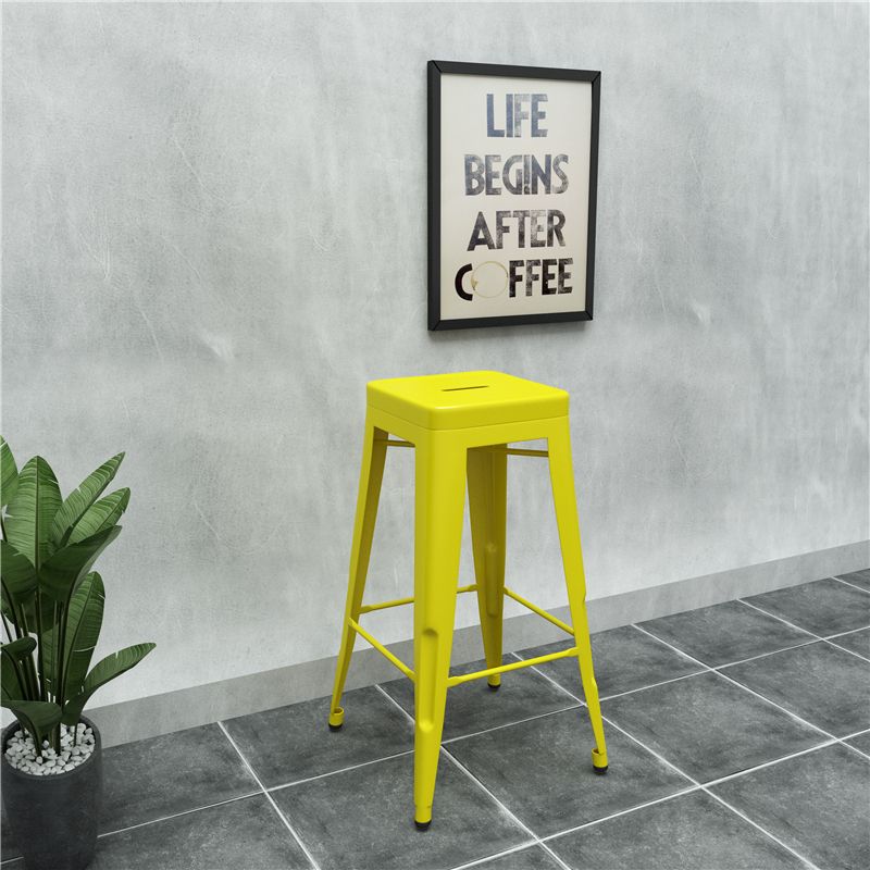 Industrial Iron 30" Barstool Indoor Stackable Tall Stool with Square Seat
