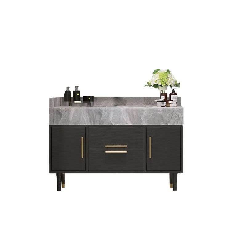 Drawers Bathroom Vanity Double Sink 2 Doors Freestanding Rectangle Vanity with Mirror