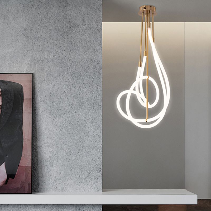 Simple Style Chandelier Gold Led Hanging Light for Bedroom Dining Room