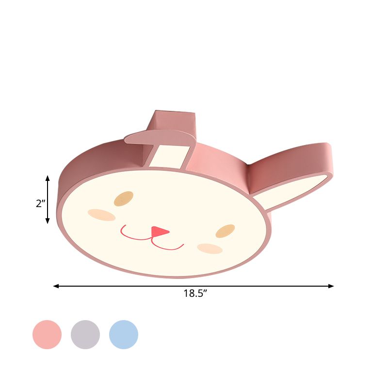 Rabbit Flush Mount Cartoon Style Acrylic Pink/Blue/White LED Flushmount Ceiling Fixture for Bedroom