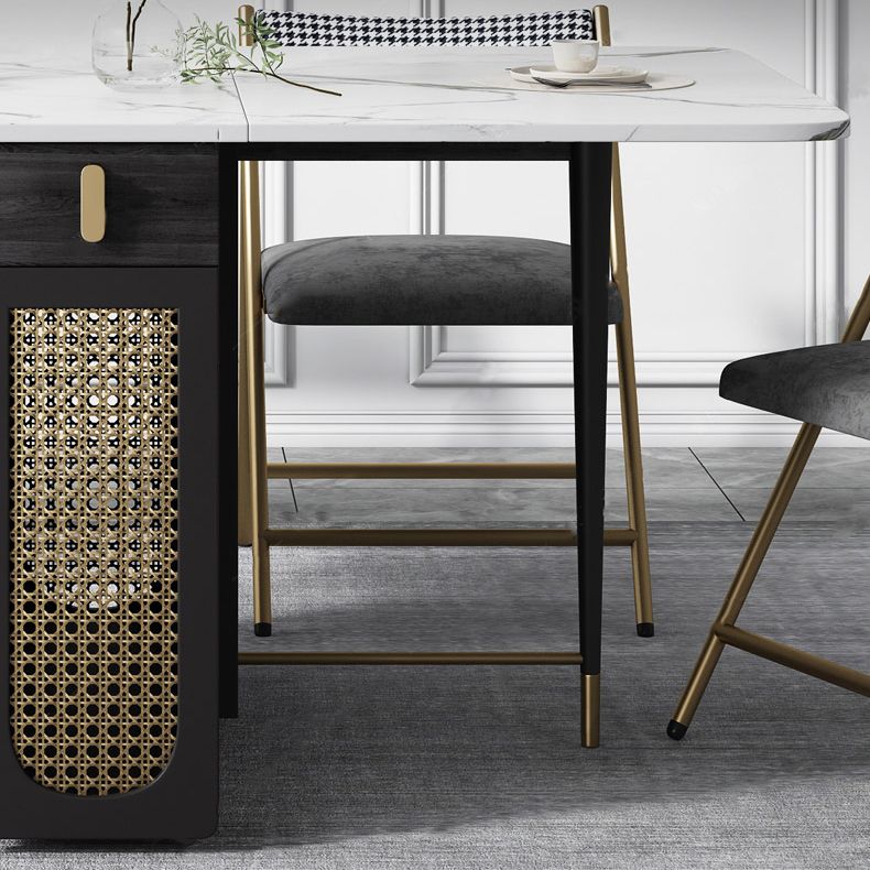 Mesa de comedor de piedra sinterizada 59 '' plegable Mesa rectángulo moderna con base de caballete