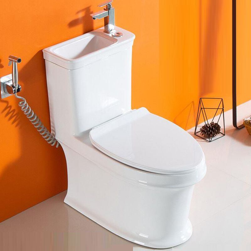 Modern Ceramic Flush Toilet Floor Mount Urine Toilet with Wash Basin for Washroom