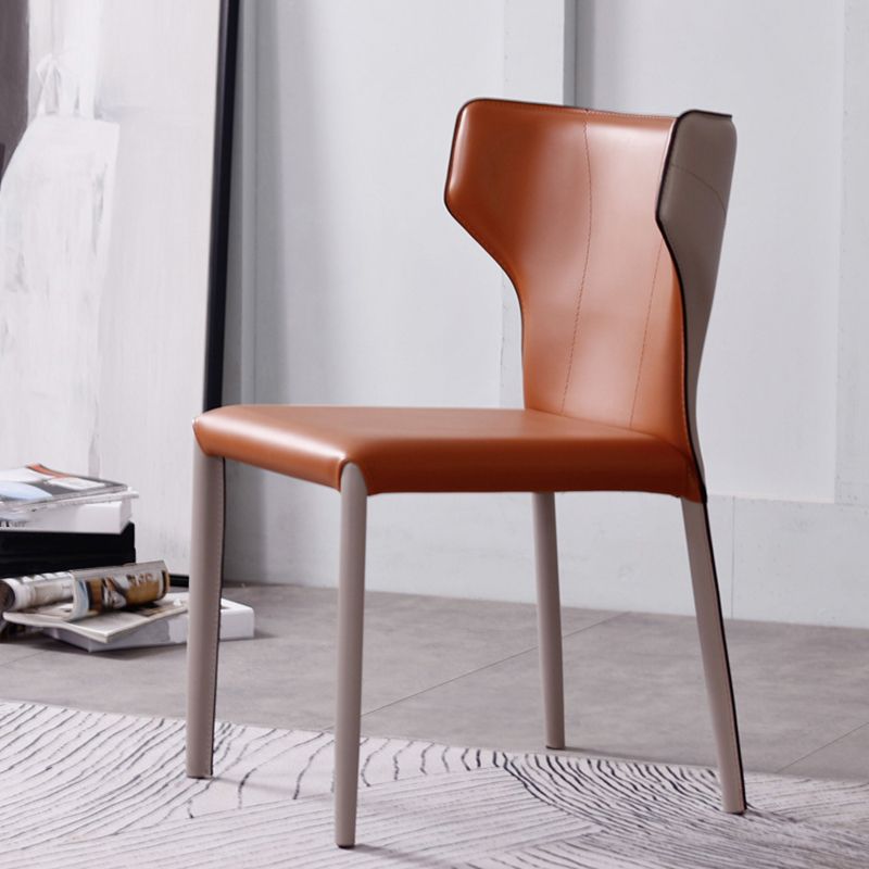Contemporary Style Wingback Chair Armless Leather Dining Chairs