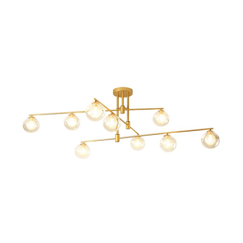 6/9 luces Starburst Candelier Minimalismo de vidrio transparente Luz colgante de colgante en negro/dorado