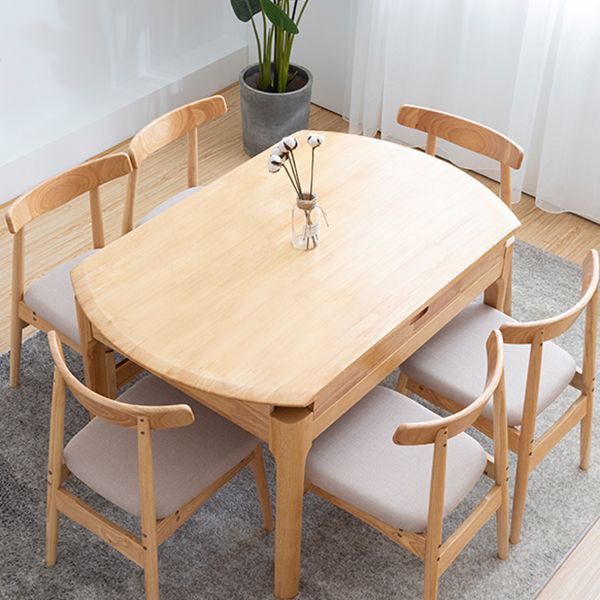 Modern Round Dining Table Brown Solid Wood Drop-Leaf Dining Table with 4 legs