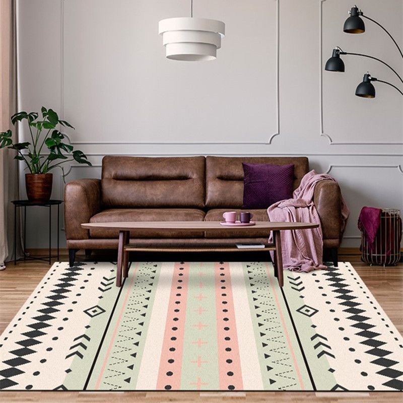 Bohemian Style Geometrisch gemusterter Teppich Multifarbene Polypropylen-Teppich Anti-Rutsch-Backing Haustierfreundlicher Waschmaschine für Zuhause