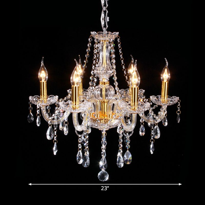 Curvy Armed Crystal Crystal Light Light Victorian Style 6 Heads Golden Dropserve