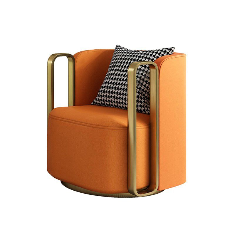 Glam Arm Chair Solid Color Pillow Back Gold Base Arms Included Armchair
