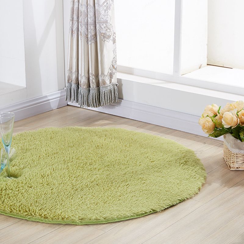 Simplicity Plain Shag Rug Contemporary Round Carpet Nylon Anti-Slip Backing Carpet for Living Room