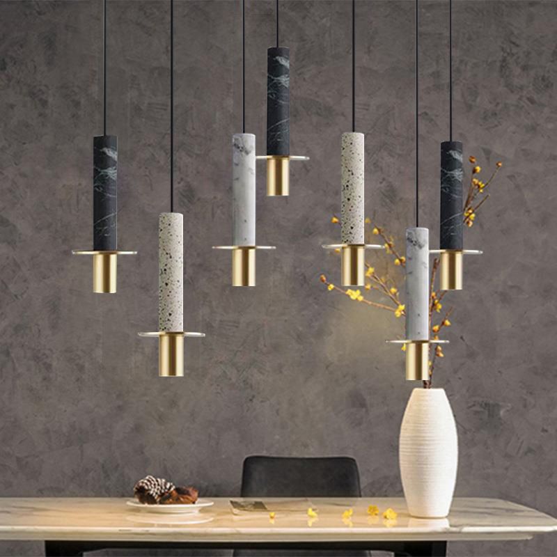 Simplicity Style Hanging Pendant Light Cylinder Pendant Lighting Fixture with Stone Shade