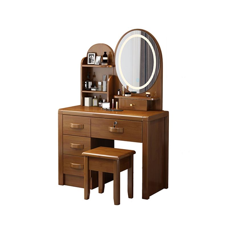 Drawers Included Standing Modern Lighted Mirror Vanity Dressing Table Set