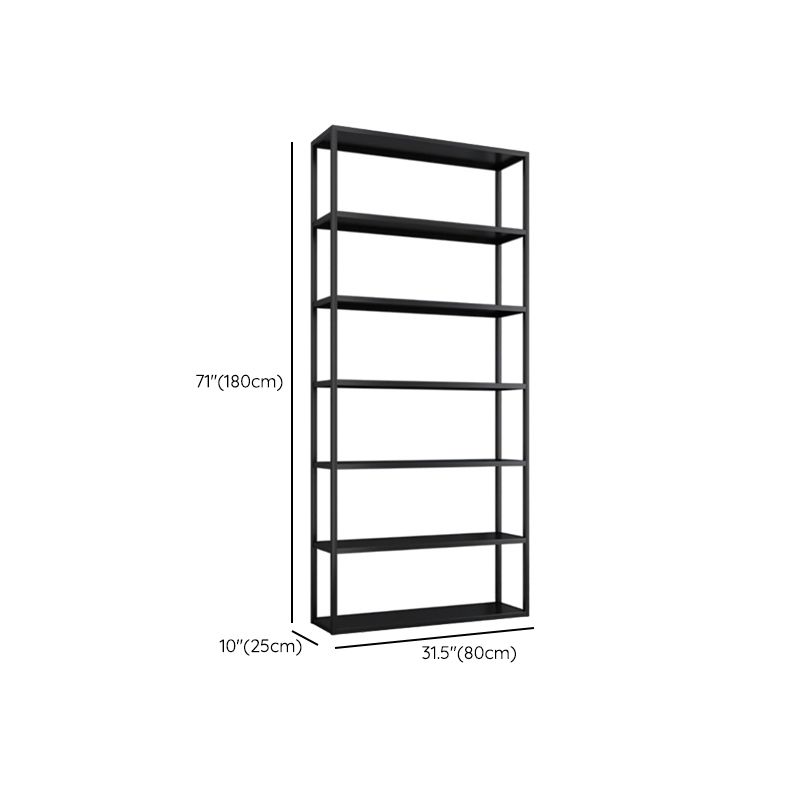 Contemporary Metal Bookcase Open Back Black Etagere Bookshelf