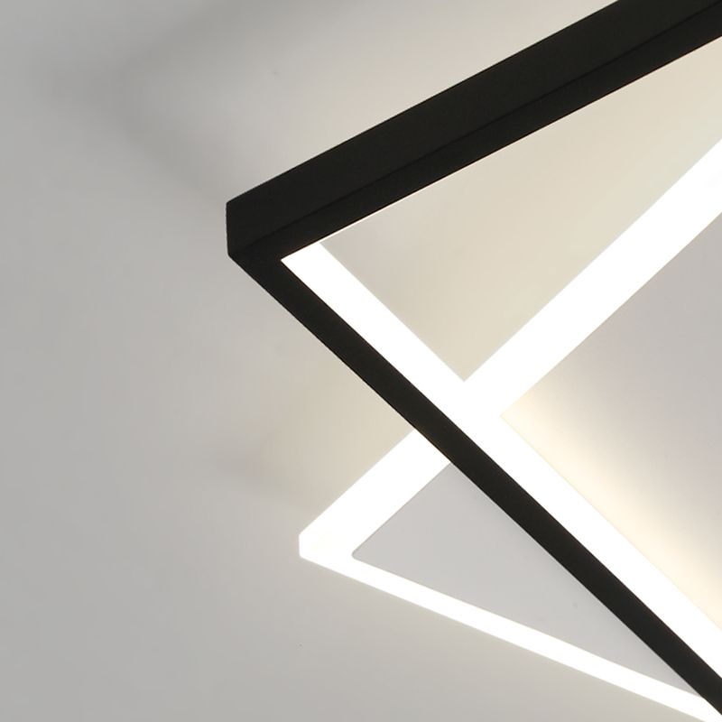 Modern Minimalist LED Ceiling Light Lacquered Iron Square Flush Mount with Acrylic Shade