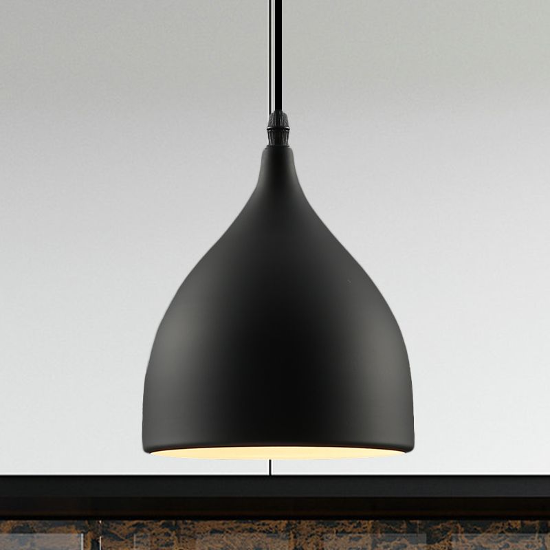 6.5"/10" Dia Dome Metal Hanging Ceiling Light Industrial 1 Light Restaurant Pendant Light in Black