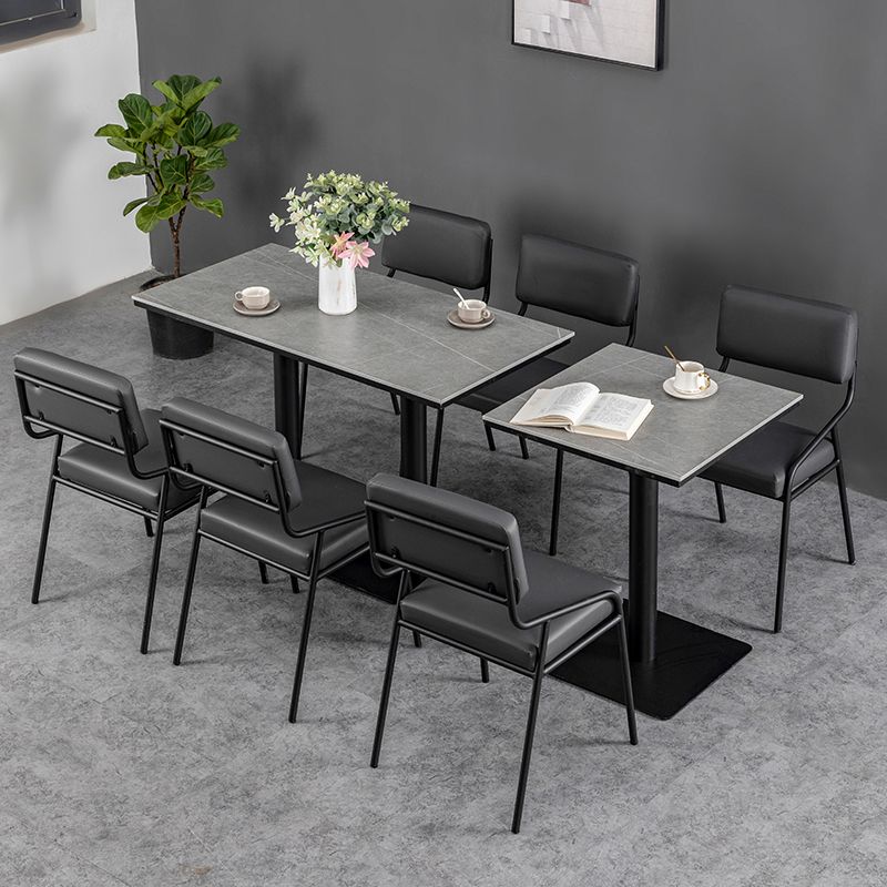 Industrial Dining Room Table Sintered Stone Table with Black Base for Home Kitchen Dinner