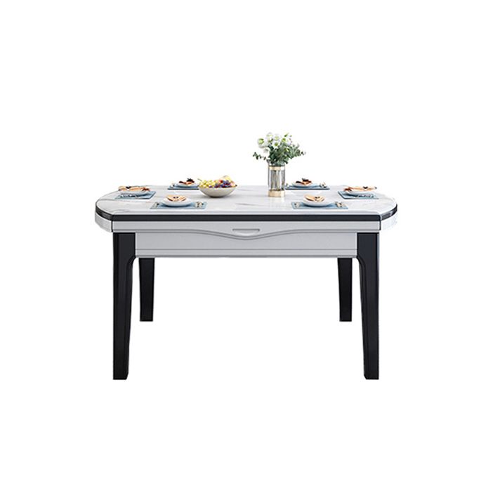 Modern Kitchen Dining Room Set with Sintered Stone Top and Black Base Dining Furniture Set