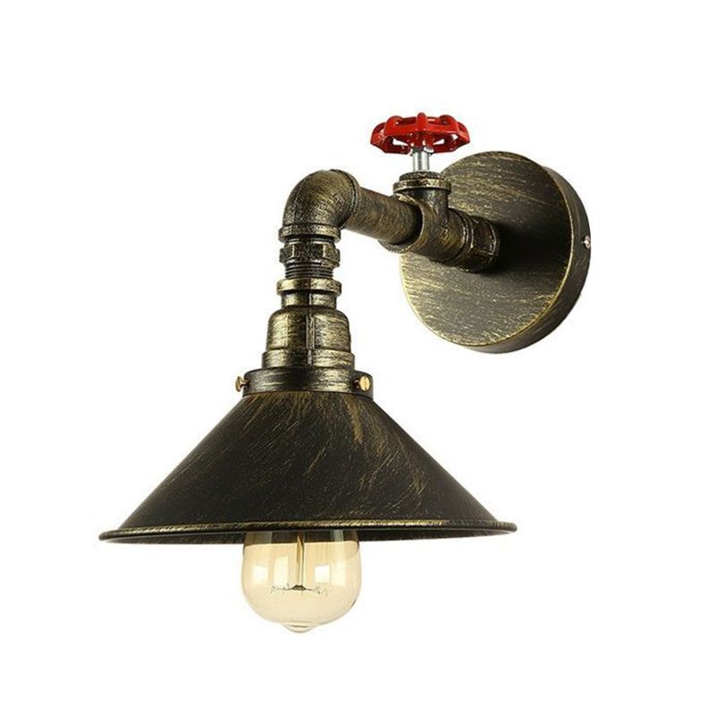 Industrial Style Cone Shape Wall Lamp Metal 1 Sconce Light in Bronze Wall Sconce