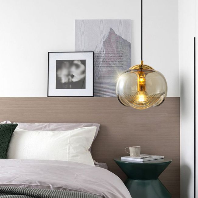 Spherical Shape Hanging Light Modern Style Glass Multi Light Hanging Lamp for Living Room